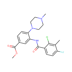 COC(=O)c1ccc(N2CCN(C)CC2)c(NC(=O)c2ccc(F)c(C)c2Cl)c1 ZINC001772597113