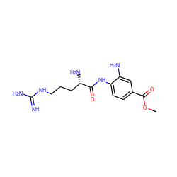 COC(=O)c1ccc(NC(=O)[C@@H](N)CCCNC(=N)N)c(N)c1 ZINC000299868285