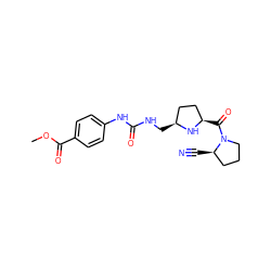 COC(=O)c1ccc(NC(=O)NC[C@H]2CC[C@@H](C(=O)N3CCC[C@H]3C#N)N2)cc1 ZINC000014947519