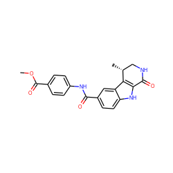 COC(=O)c1ccc(NC(=O)c2ccc3[nH]c4c(c3c2)[C@H](C)CNC4=O)cc1 ZINC000028902168