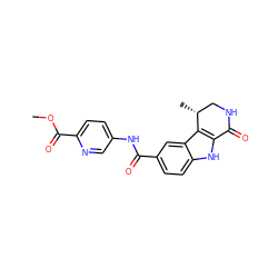 COC(=O)c1ccc(NC(=O)c2ccc3[nH]c4c(c3c2)[C@H](C)CNC4=O)cn1 ZINC000028902224