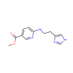 COC(=O)c1ccc(NCCc2c[nH]cn2)nc1 ZINC000013743052