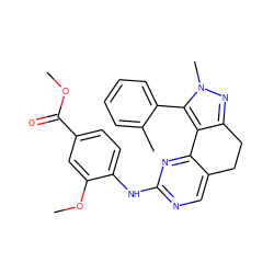 COC(=O)c1ccc(Nc2ncc3c(n2)-c2c(nn(C)c2-c2ccccc2C)CC3)c(OC)c1 ZINC000169702142