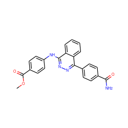 COC(=O)c1ccc(Nc2nnc(-c3ccc(C(N)=O)cc3)c3ccccc23)cc1 ZINC000028524988