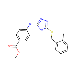 COC(=O)c1ccc(Nc2nnc(SCc3ccccc3C)[nH]2)cc1 ZINC000014964271