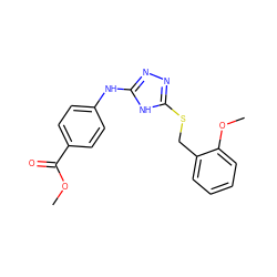 COC(=O)c1ccc(Nc2nnc(SCc3ccccc3OC)[nH]2)cc1 ZINC000014964275