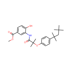 COC(=O)c1ccc(O)c(NC(=O)C(C)(C)Oc2ccc(C(C)(C)CC(C)(C)C)cc2)c1 ZINC001772658178