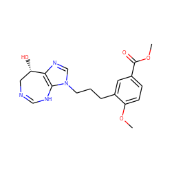 COC(=O)c1ccc(OC)c(CCCn2cnc3c2NC=NC[C@@H]3O)c1 ZINC000013807724