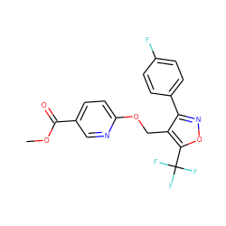 COC(=O)c1ccc(OCc2c(-c3ccc(F)cc3)noc2C(F)(F)F)nc1 ZINC000143249430