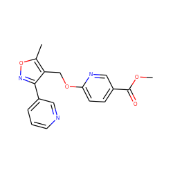 COC(=O)c1ccc(OCc2c(-c3cccnc3)noc2C)nc1 ZINC000142022588