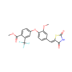 COC(=O)c1ccc(Oc2ccc(/C=C3\SC(=O)NC3=O)cc2OC)cc1C(F)(F)F ZINC000034643016