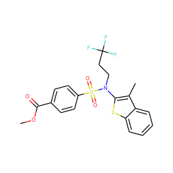 COC(=O)c1ccc(S(=O)(=O)N(CCC(F)(F)F)c2sc3ccccc3c2C)cc1 ZINC000115231675