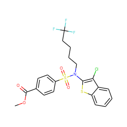 COC(=O)c1ccc(S(=O)(=O)N(CCCCC(F)(F)F)c2sc3ccccc3c2Cl)cc1 ZINC000115234673