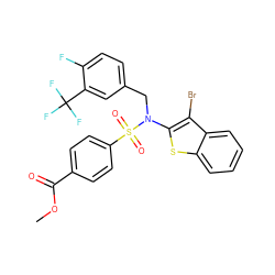 COC(=O)c1ccc(S(=O)(=O)N(Cc2ccc(F)c(C(F)(F)F)c2)c2sc3ccccc3c2Br)cc1 ZINC000115230103