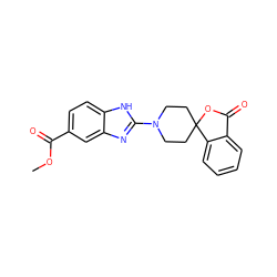 COC(=O)c1ccc2[nH]c(N3CCC4(CC3)OC(=O)c3ccccc34)nc2c1 ZINC000000595500