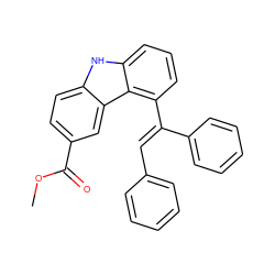 COC(=O)c1ccc2[nH]c3cccc(/C(=C/c4ccccc4)c4ccccc4)c3c2c1 ZINC000015974649