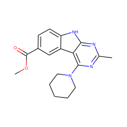 COC(=O)c1ccc2[nH]c3nc(C)nc(N4CCCCC4)c3c2c1 ZINC000141600985