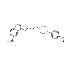 COC(=O)c1ccc2[nH]cc(CCCCN3CCN(c4ccc(OC)cc4)CC3)c2c1 ZINC000013582427