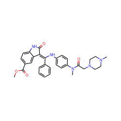 COC(=O)c1ccc2c(c1)/C(=C(/Nc1ccc(N(C)C(=O)CN3CCN(C)CC3)cc1)c1ccccc1)C(=O)N2 ZINC001772572730