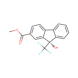 COC(=O)c1ccc2c(c1)[C@](O)(C(F)(F)F)c1ccccc1-2 ZINC000144686692