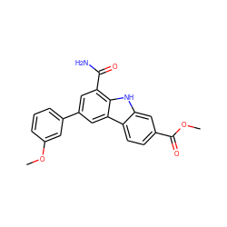 COC(=O)c1ccc2c(c1)[nH]c1c(C(N)=O)cc(-c3cccc(OC)c3)cc12 ZINC000113194754