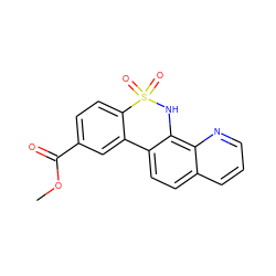 COC(=O)c1ccc2c(c1)-c1ccc3cccnc3c1NS2(=O)=O ZINC000141819596
