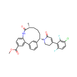 COC(=O)c1ccc2c(c1)-c1cccc(c1)[C@@H](N1CCC(c3c(F)ccc(Cl)c3F)=CC1=O)CCC[C@@H](C)C(=O)N2 ZINC000220126187