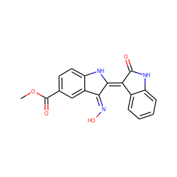 COC(=O)c1ccc2c(c1)C(=N\O)/C(=C1/C(=O)Nc3ccccc31)N2 ZINC000095582435