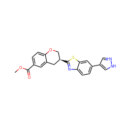 COC(=O)c1ccc2c(c1)C[C@H](c1nc3ccc(-c4cn[nH]c4)cc3s1)CO2 ZINC000049032259