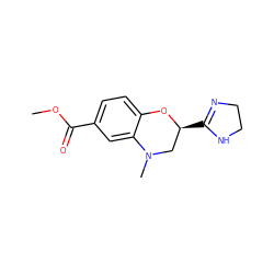 COC(=O)c1ccc2c(c1)N(C)C[C@H](C1=NCCN1)O2 ZINC000013518805