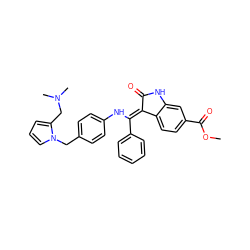 COC(=O)c1ccc2c(c1)NC(=O)/C2=C(\Nc1ccc(Cn2cccc2CN(C)C)cc1)c1ccccc1 ZINC001772640892