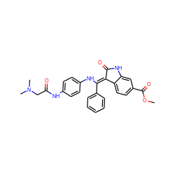 COC(=O)c1ccc2c(c1)NC(=O)/C2=C(\Nc1ccc(NC(=O)CN(C)C)cc1)c1ccccc1 ZINC000040872564