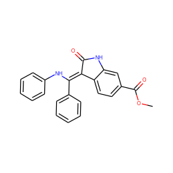 COC(=O)c1ccc2c(c1)NC(=O)/C2=C(\Nc1ccccc1)c1ccccc1 ZINC000101235165