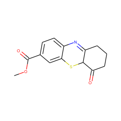 COC(=O)c1ccc2c(c1)SC1C(=O)CCCC1=N2 ZINC000101959436