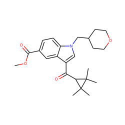 COC(=O)c1ccc2c(c1)c(C(=O)C1C(C)(C)C1(C)C)cn2CC1CCOCC1 ZINC000014975868