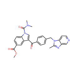 COC(=O)c1ccc2c(c1)c(C(=O)c1ccc(Cn3c(C)nc4cnccc43)cc1)cn2C(=O)N(C)C ZINC000013776625