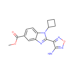 COC(=O)c1ccc2c(c1)nc(-c1nonc1N)n2C1CCC1 ZINC000049033624