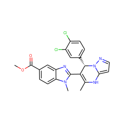 COC(=O)c1ccc2c(c1)nc(C1=C(C)Nc3ccnn3[C@H]1c1ccc(Cl)c(Cl)c1)n2C ZINC000045244924