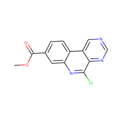 COC(=O)c1ccc2c(c1)nc(Cl)c1ncncc12 ZINC000114269047