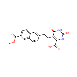 COC(=O)c1ccc2cc(CCc3c(C(=O)O)[nH]c(=O)[nH]c3=O)ccc2c1 ZINC000098209564