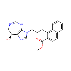 COC(=O)c1ccc2ccccc2c1CCCn1cnc2c1NC=NC[C@@H]2O ZINC000013807728