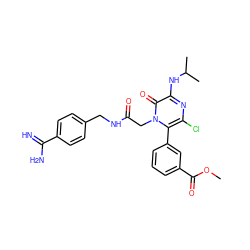 COC(=O)c1cccc(-c2c(Cl)nc(NC(C)C)c(=O)n2CC(=O)NCc2ccc(C(=N)N)cc2)c1 ZINC000013527107