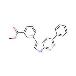 COC(=O)c1cccc(-c2c[nH]c3ncc(-c4ccccc4)cc23)c1 ZINC001772588573