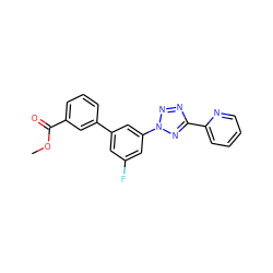 COC(=O)c1cccc(-c2cc(F)cc(-n3nnc(-c4ccccn4)n3)c2)c1 ZINC000028398150