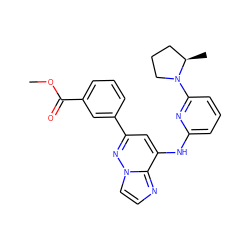 COC(=O)c1cccc(-c2cc(Nc3cccc(N4CCC[C@H]4C)n3)c3nccn3n2)c1 ZINC000207342313