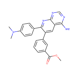 COC(=O)c1cccc(-c2cc3c(N)ncnc3nc2-c2ccc(N(C)C)cc2)c1 ZINC000003814327