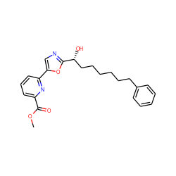 COC(=O)c1cccc(-c2cnc([C@H](O)CCCCCCc3ccccc3)o2)n1 ZINC000036079974