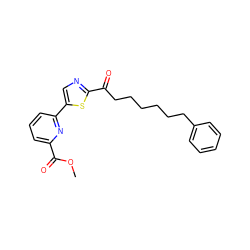 COC(=O)c1cccc(-c2cnc(C(=O)CCCCCCc3ccccc3)s2)n1 ZINC000040403324