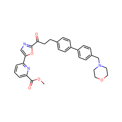 COC(=O)c1cccc(-c2cnc(C(=O)CCc3ccc(-c4ccc(CN5CCOCC5)cc4)cc3)o2)n1 ZINC000029136146