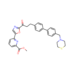 COC(=O)c1cccc(-c2cnc(C(=O)CCc3ccc(-c4ccc(CN5CCSCC5)cc4)cc3)o2)n1 ZINC000029136115